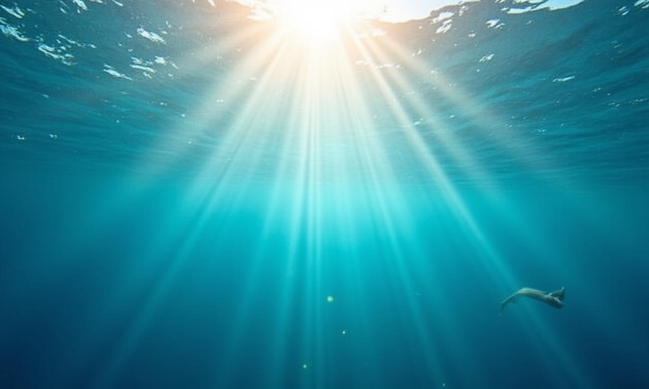Image inspirante de la mer calme avec des rayons de soleil traversant la surface, symbolisant la plongée dans un océan de connaissances.