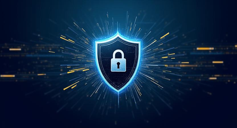 Illustration d'un bouclier de protection des données symbolisant la confidentialité et la confiance.